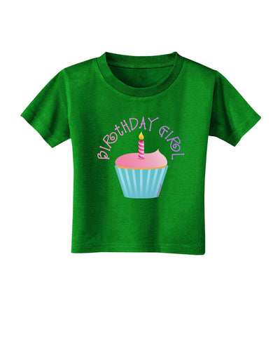 Birthday Girl - Candle Cupcake Toddler T-Shirt Dark by TooLoud-Toddler T-Shirt-TooLoud-Clover-Green-2T-Davson Sales