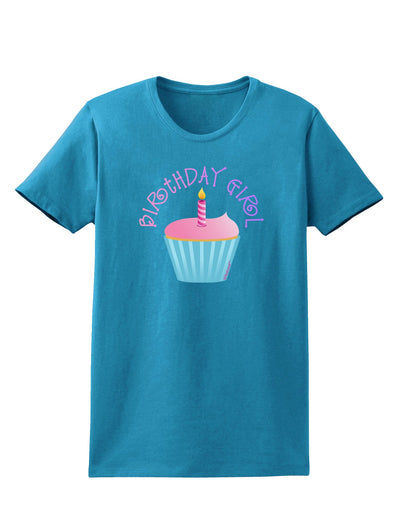 Birthday Girl - Candle Cupcake Womens Dark T-Shirt by TooLoud-Womens T-Shirt-TooLoud-Turquoise-X-Small-Davson Sales