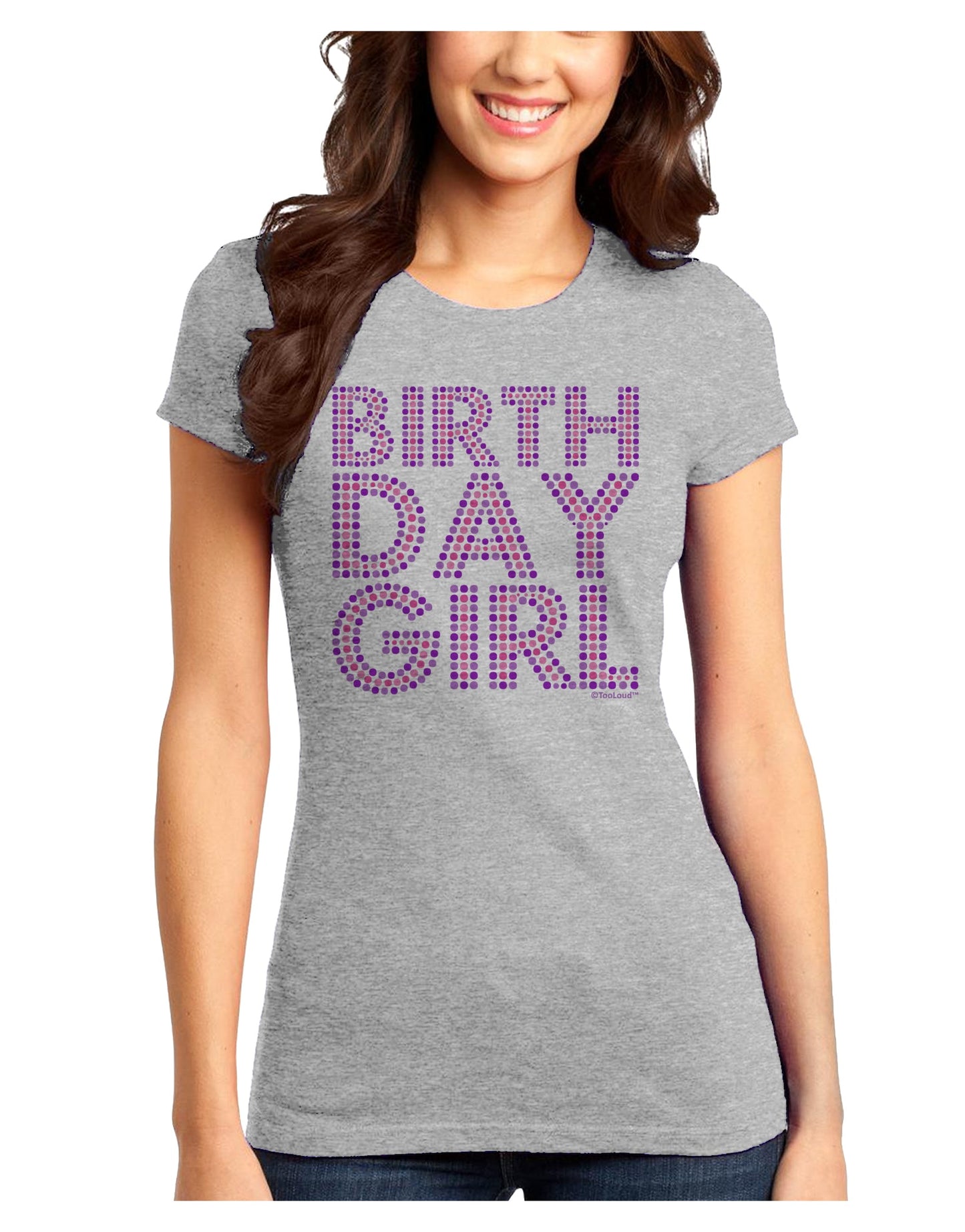 Birthday Girl - Pink and Purple Dots Juniors T-Shirt by TooLoud-Womens Juniors T-Shirt-TooLoud-Ash-Gray-Juniors Fitted X-Small-Davson Sales