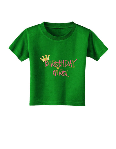 Birthday Girl - Princess Crown and Wand Toddler T-Shirt Dark by TooLoud-Toddler T-Shirt-TooLoud-Clover-Green-2T-Davson Sales