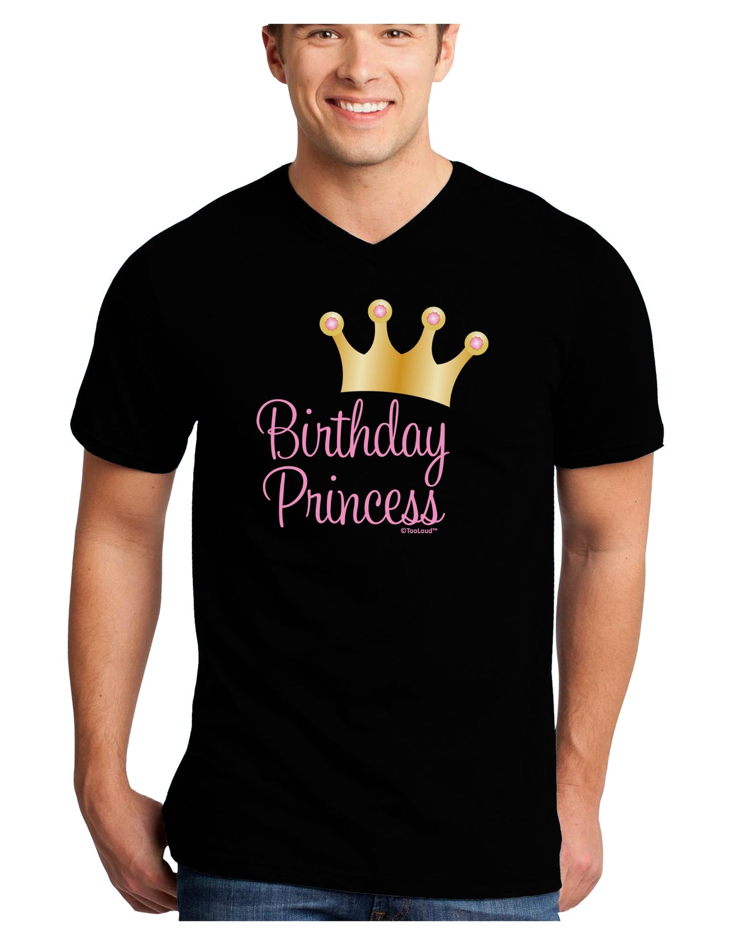 Birthday Princess - Tiara Adult Dark V-Neck T-Shirt by TooLoud-Mens V-Neck T-Shirt-TooLoud-Black-Small-Davson Sales