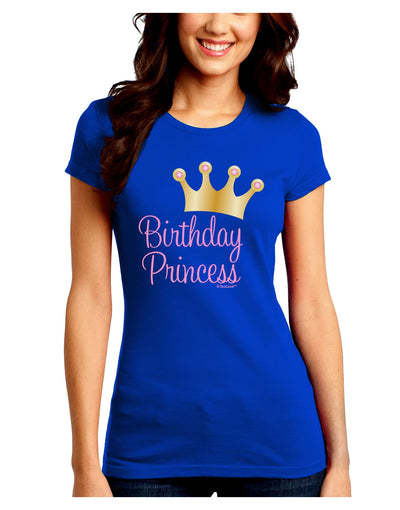 Birthday Princess - Tiara Juniors Crew Dark T-Shirt by TooLoud-T-Shirts Juniors Tops-TooLoud-Royal-Blue-Juniors Fitted Small-Davson Sales