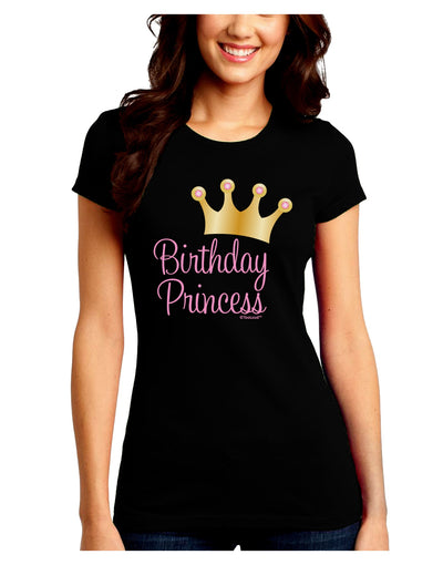 Birthday Princess - Tiara Juniors Crew Dark T-Shirt by TooLoud-T-Shirts Juniors Tops-TooLoud-Black-Juniors Fitted Small-Davson Sales