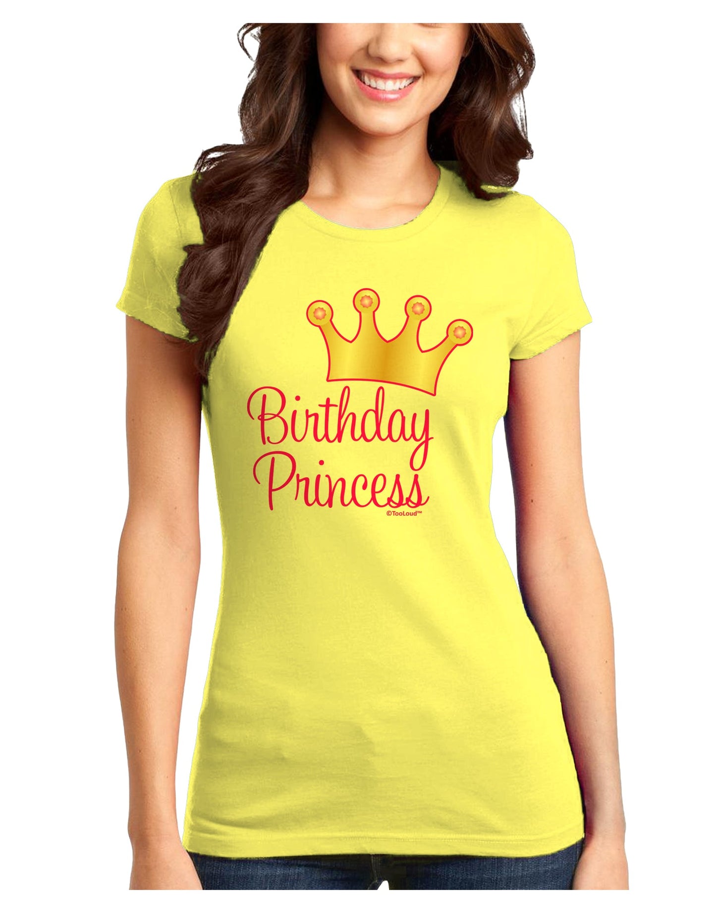 Birthday Princess - Tiara Juniors T-Shirt by TooLoud-Womens Juniors T-Shirt-TooLoud-Yellow-Juniors Fitted X-Small-Davson Sales
