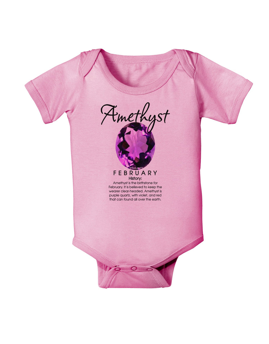 Birthstone Amethyst Baby Romper Bodysuit-Baby Romper-TooLoud-White-06-Months-Davson Sales