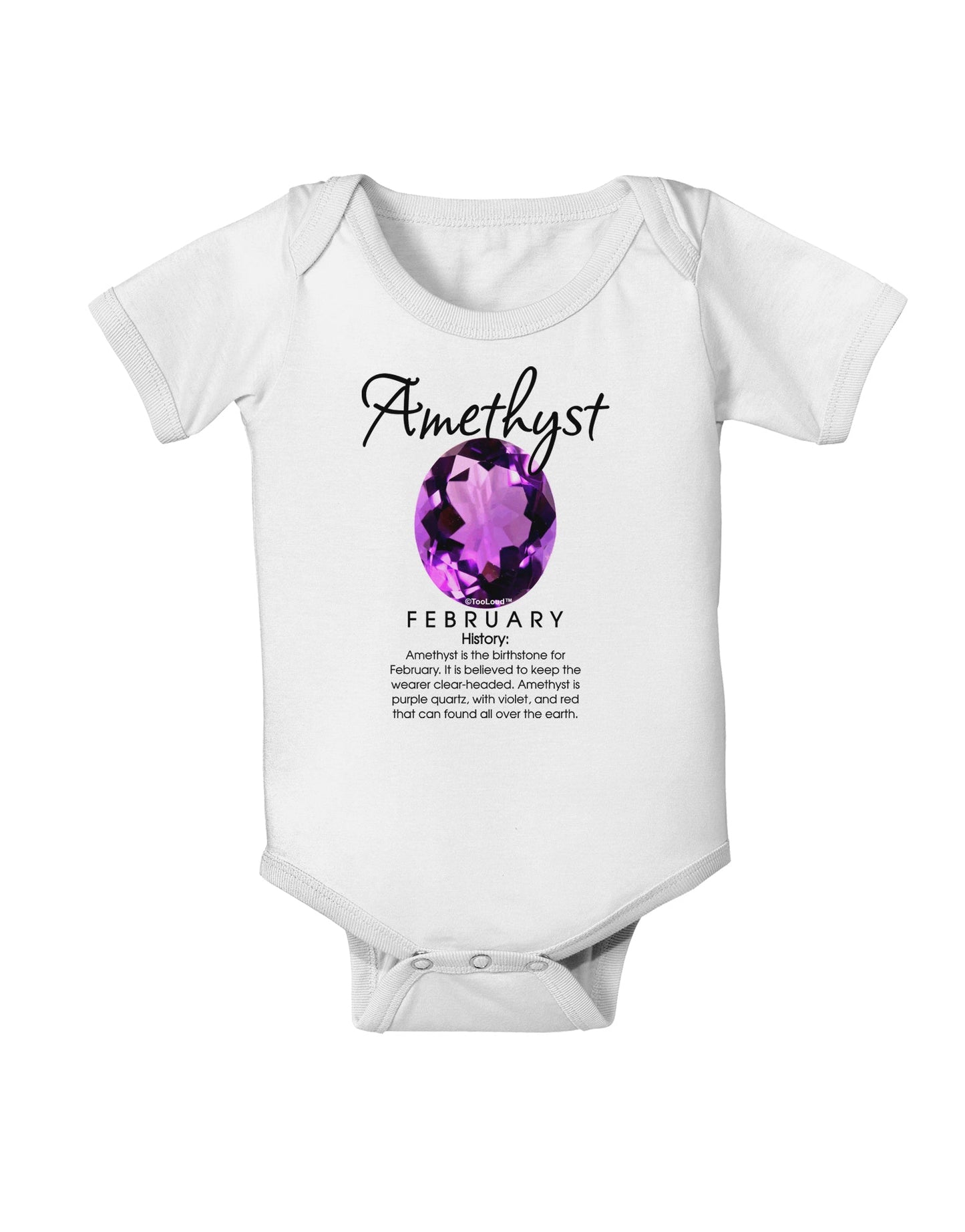 Birthstone Amethyst Baby Romper Bodysuit-Baby Romper-TooLoud-White-06-Months-Davson Sales