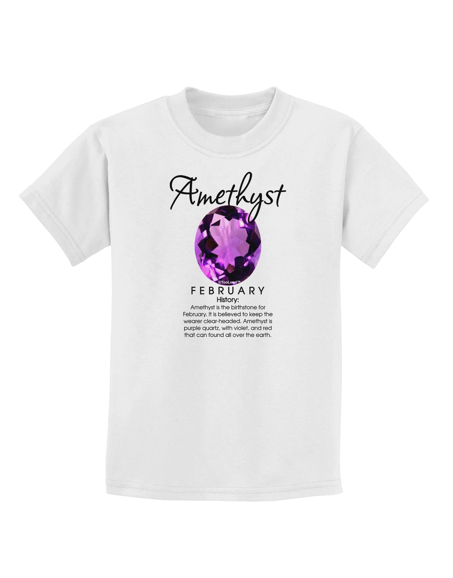 Birthstone Amethyst Childrens T-Shirt-Childrens T-Shirt-TooLoud-White-X-Small-Davson Sales