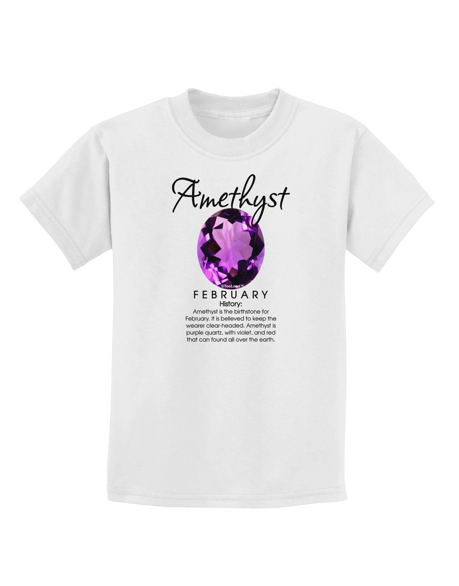 Birthstone Amethyst Childrens T-Shirt-Childrens T-Shirt-TooLoud-White-X-Small-Davson Sales