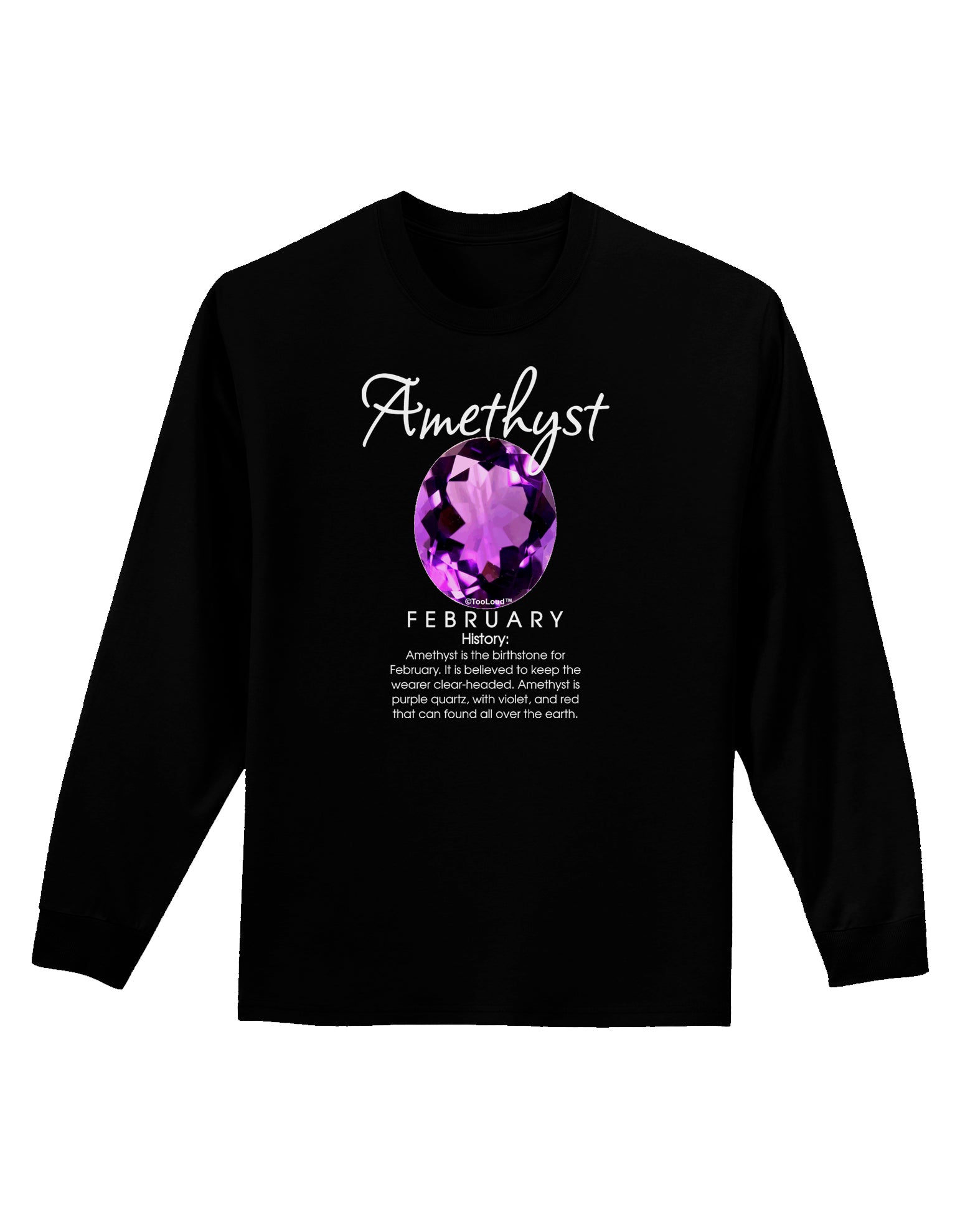 Birthstone Amethyst Dark Adult Long Sleeve Dark T-Shirt-TooLoud-Black-Small-Davson Sales