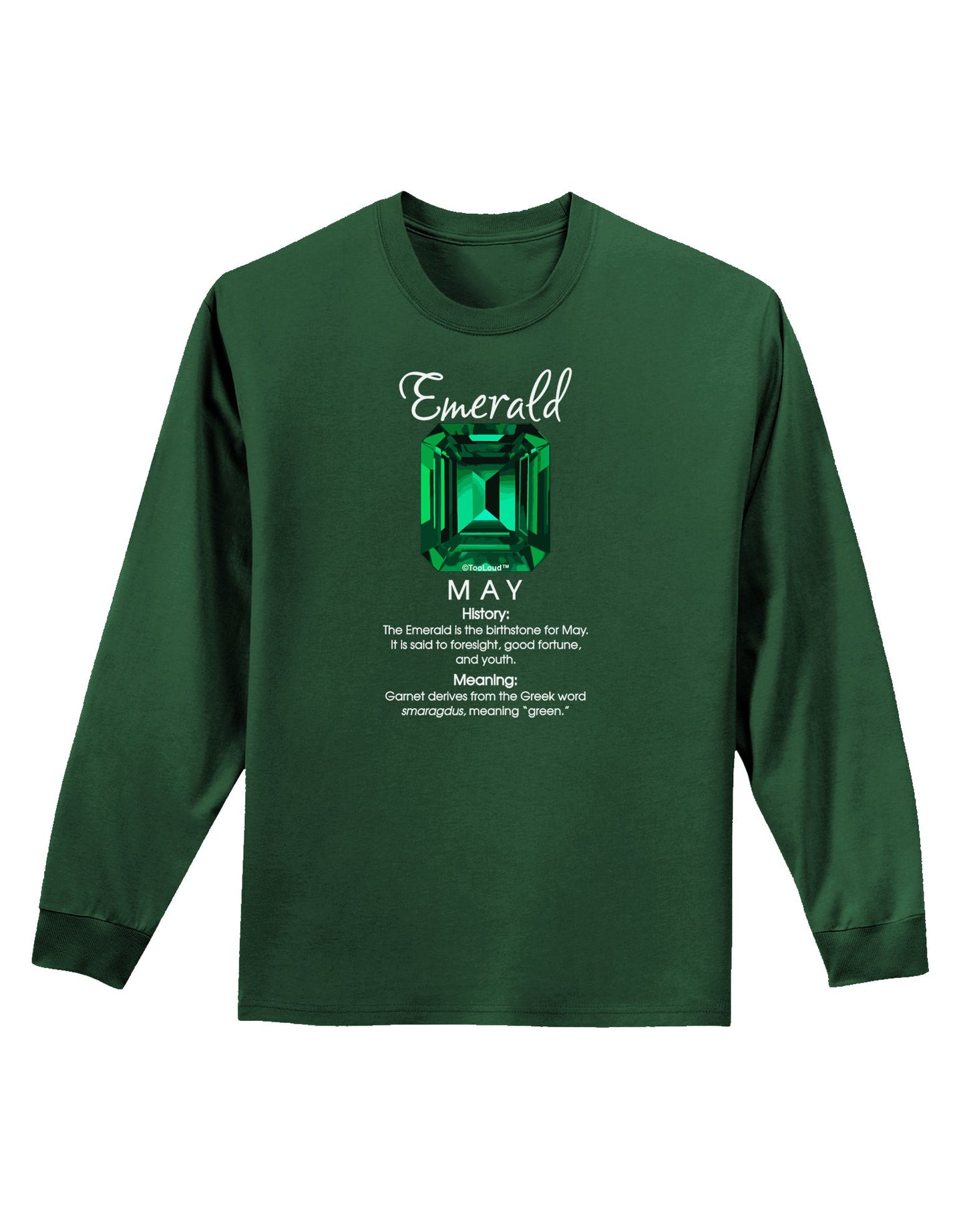 Birthstone Emerald Adult Long Sleeve Dark T-Shirt-TooLoud-Dark-Green-Small-Davson Sales
