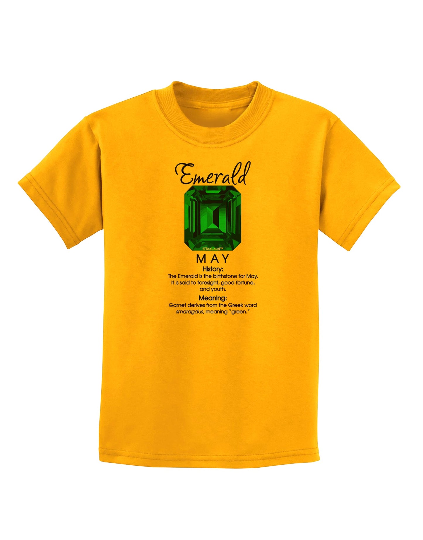 Birthstone Emerald Childrens T-Shirt-Childrens T-Shirt-TooLoud-Gold-X-Small-Davson Sales