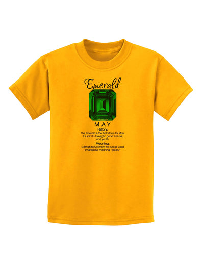 Birthstone Emerald Childrens T-Shirt-Childrens T-Shirt-TooLoud-Gold-X-Small-Davson Sales