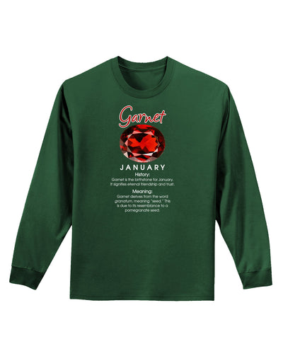 Birthstone Garnet Adult Long Sleeve Dark T-Shirt-TooLoud-Dark-Green-Small-Davson Sales