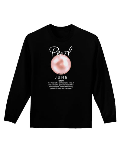 Birthstone Pearl Adult Long Sleeve Dark T-Shirt-TooLoud-Black-Small-Davson Sales