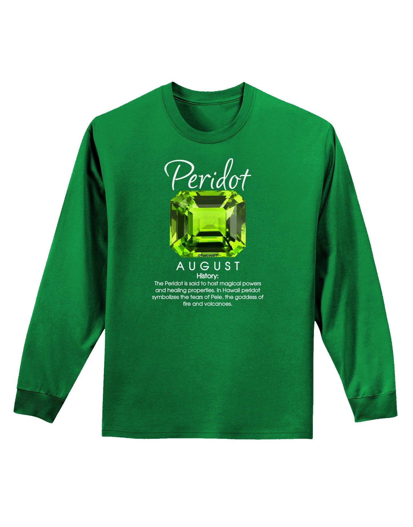 Birthstone Peridot Adult Long Sleeve Dark T-Shirt-TooLoud-Kelly-Green-Small-Davson Sales