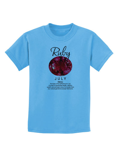 Birthstone Ruby Childrens T-Shirt-Childrens T-Shirt-TooLoud-Aquatic-Blue-X-Small-Davson Sales