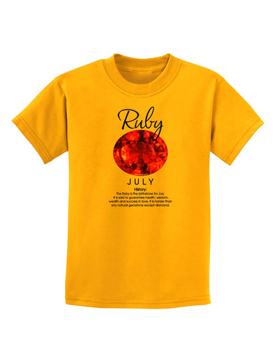 Birthstone Ruby Childrens T-Shirt-Childrens T-Shirt-TooLoud-Gold-X-Small-Davson Sales