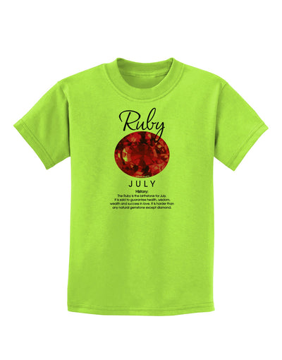 Birthstone Ruby Childrens T-Shirt-Childrens T-Shirt-TooLoud-Lime-Green-X-Small-Davson Sales