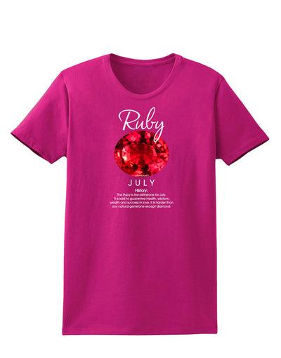 Birthstone Ruby Womens Dark T-Shirt-TooLoud-Hot-Pink-Small-Davson Sales