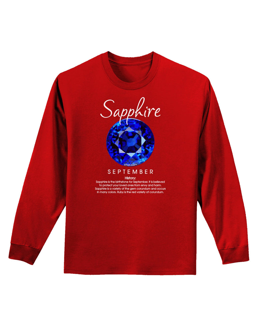 Birthstone Sapphire Adult Long Sleeve Dark T-Shirt-TooLoud-Black-Small-Davson Sales