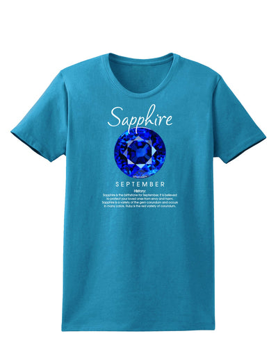 Birthstone Sapphire Womens Dark T-Shirt-TooLoud-Turquoise-X-Small-Davson Sales