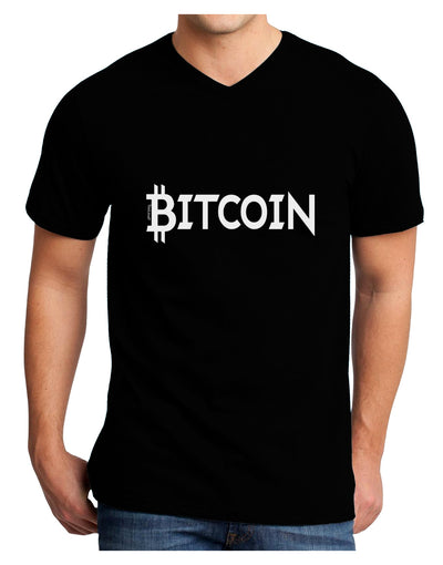 Bitcoin with logo Adult V-Neck T-shirt-Mens T-Shirt-TooLoud-Black-Small-Davson Sales