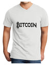 Bitcoin with logo Adult V-Neck T-shirt White 4XL Tooloud