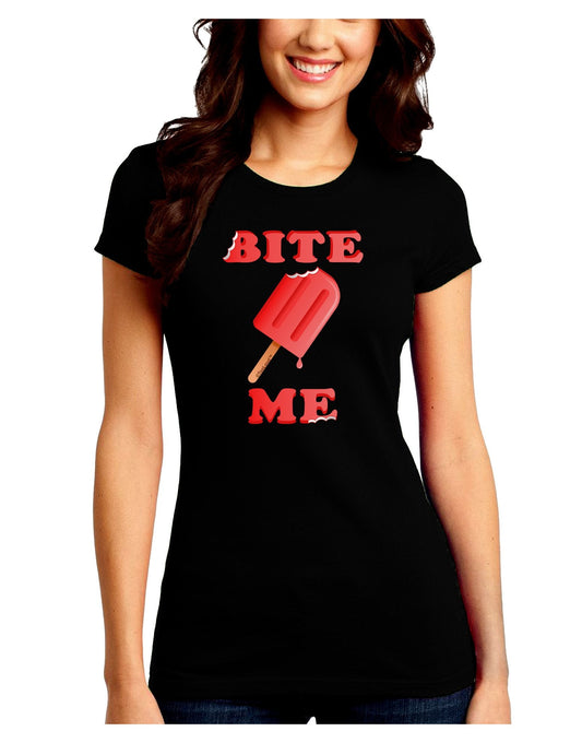 Bite Me Ice Cream Juniors Petite Crew Dark T-Shirt-T-Shirts Juniors Tops-TooLoud-Black-Juniors Fitted XX-Large-Davson Sales