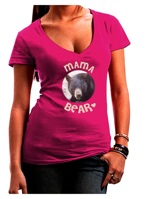 Black Bear - Mama Bear Womens V-Neck Dark T-Shirt-Womens V-Neck T-Shirts-TooLoud-Hot-Pink-Juniors Fitted X-Large-Davson Sales