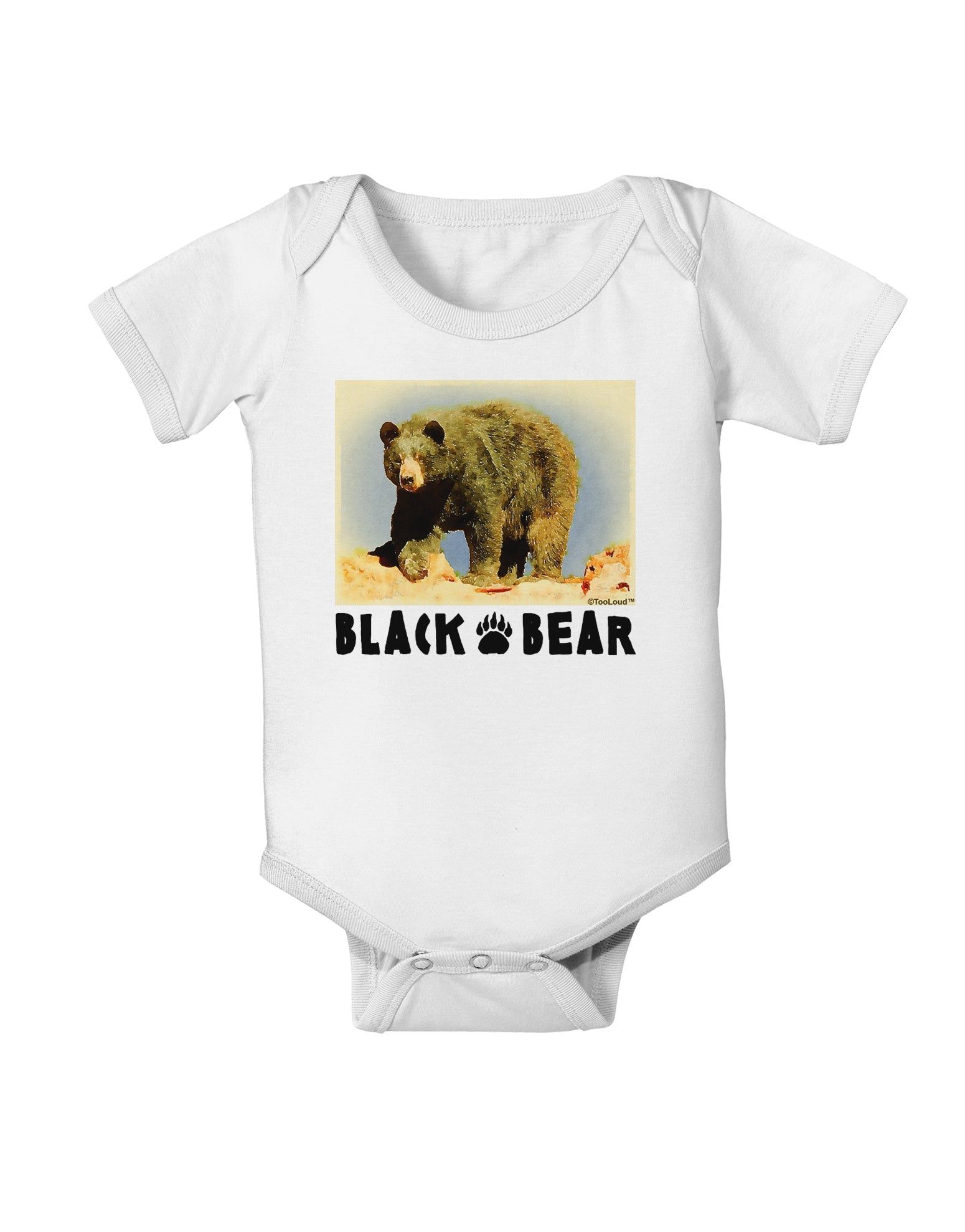 Black Bear Watercolor Baby Romper Bodysuit-Baby Romper-TooLoud-White-06-Months-Davson Sales