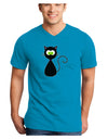 Black Cat Halloween Adult Dark V-Neck T-Shirt-TooLoud-Turquoise-Small-Davson Sales