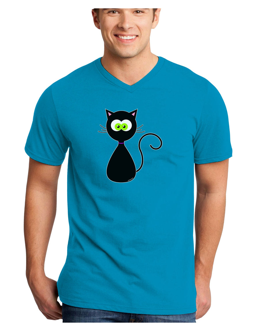 Black Cat Halloween Adult Dark V-Neck T-Shirt-TooLoud-Black-Small-Davson Sales