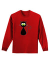 Black Cat Halloween Adult Long Sleeve Dark T-Shirt-TooLoud-Red-Small-Davson Sales