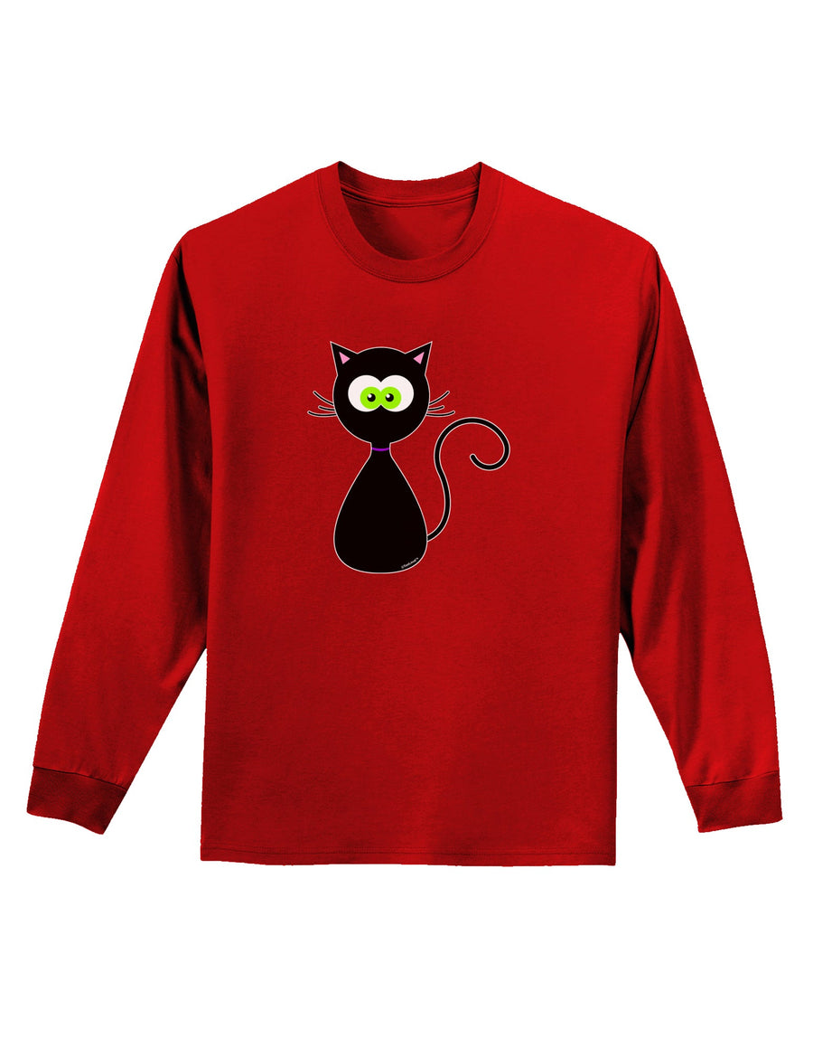 Black Cat Halloween Adult Long Sleeve Dark T-Shirt-TooLoud-Black-Small-Davson Sales