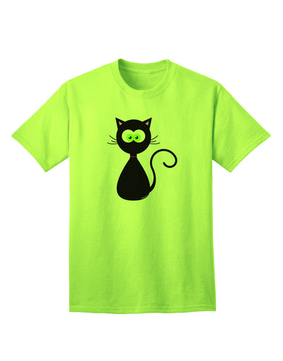 Black Cat Halloween Adult T-Shirt: Premium Quality, Limited Edition-Mens T-shirts-TooLoud-Neon-Green-Small-Davson Sales