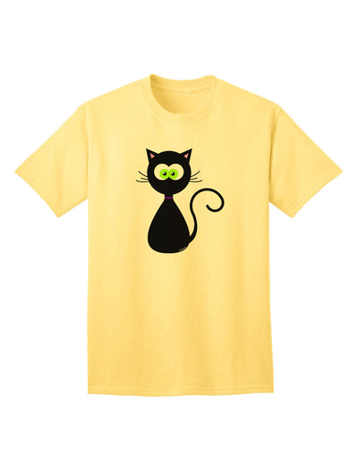 Black Cat Halloween Adult T-Shirt: Premium Quality, Limited Edition-Mens T-shirts-TooLoud-Yellow-Small-Davson Sales