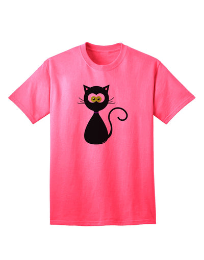 Black Cat Halloween Adult T-Shirt: Premium Quality, Limited Edition-Mens T-shirts-TooLoud-Neon-Pink-Small-Davson Sales