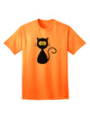 Black Cat Halloween Adult T-Shirt: Premium Quality, Limited Edition-Mens T-shirts-TooLoud-Neon-Orange-Small-Davson Sales