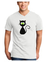 Black Cat Halloween Adult V-Neck T-shirt-Mens V-Neck T-Shirt-TooLoud-White-Small-Davson Sales