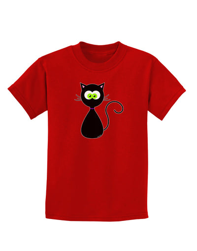 Black Cat Halloween Childrens Dark T-Shirt-Childrens T-Shirt-TooLoud-Red-X-Small-Davson Sales