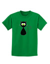 Black Cat Halloween Childrens Dark T-Shirt-Childrens T-Shirt-TooLoud-Kelly-Green-X-Small-Davson Sales