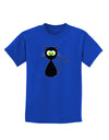 Black Cat Halloween Childrens Dark T-Shirt-Childrens T-Shirt-TooLoud-Royal-Blue-X-Small-Davson Sales