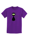 Black Cat Halloween Childrens Dark T-Shirt-Childrens T-Shirt-TooLoud-Purple-X-Small-Davson Sales