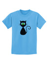 Black Cat Halloween Childrens T-Shirt-Childrens T-Shirt-TooLoud-Aquatic-Blue-X-Small-Davson Sales