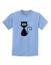 Black Cat Halloween Childrens T-Shirt-Childrens T-Shirt-TooLoud-Light-Blue-X-Small-Davson Sales