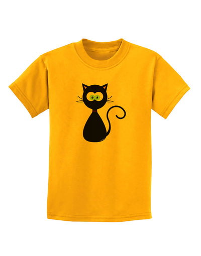 Black Cat Halloween Childrens T-Shirt-Childrens T-Shirt-TooLoud-Gold-X-Small-Davson Sales