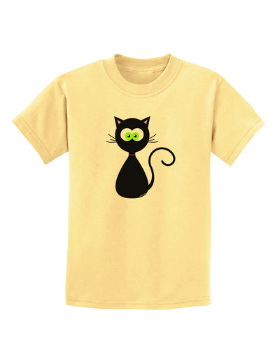 Black Cat Halloween Childrens T-Shirt-Childrens T-Shirt-TooLoud-Daffodil-Yellow-X-Small-Davson Sales