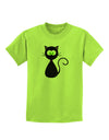 Black Cat Halloween Childrens T-Shirt-Childrens T-Shirt-TooLoud-Lime-Green-X-Small-Davson Sales