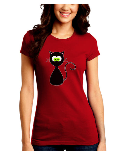 Black Cat Halloween Juniors Crew Dark T-Shirt-T-Shirts Juniors Tops-TooLoud-Red-Juniors Fitted Small-Davson Sales