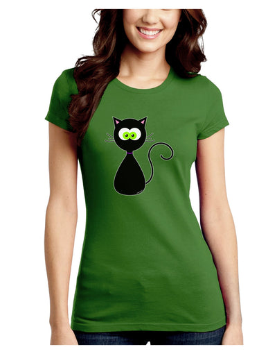 Black Cat Halloween Juniors Crew Dark T-Shirt-T-Shirts Juniors Tops-TooLoud-Kiwi-Green-Juniors Fitted Small-Davson Sales